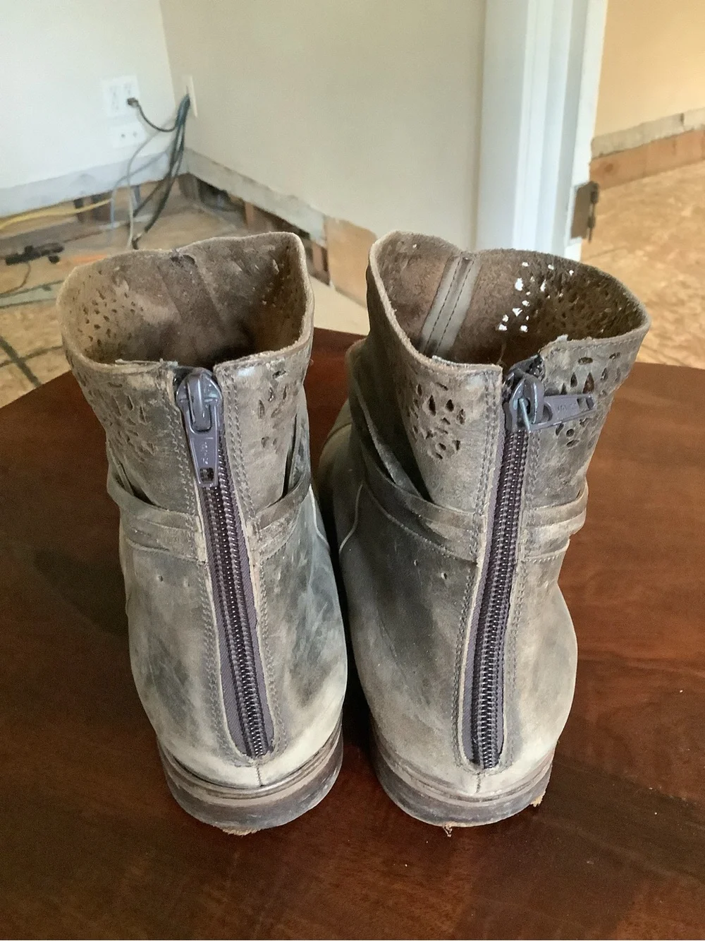 Women’s distressed, brown Leather Ankle Boots